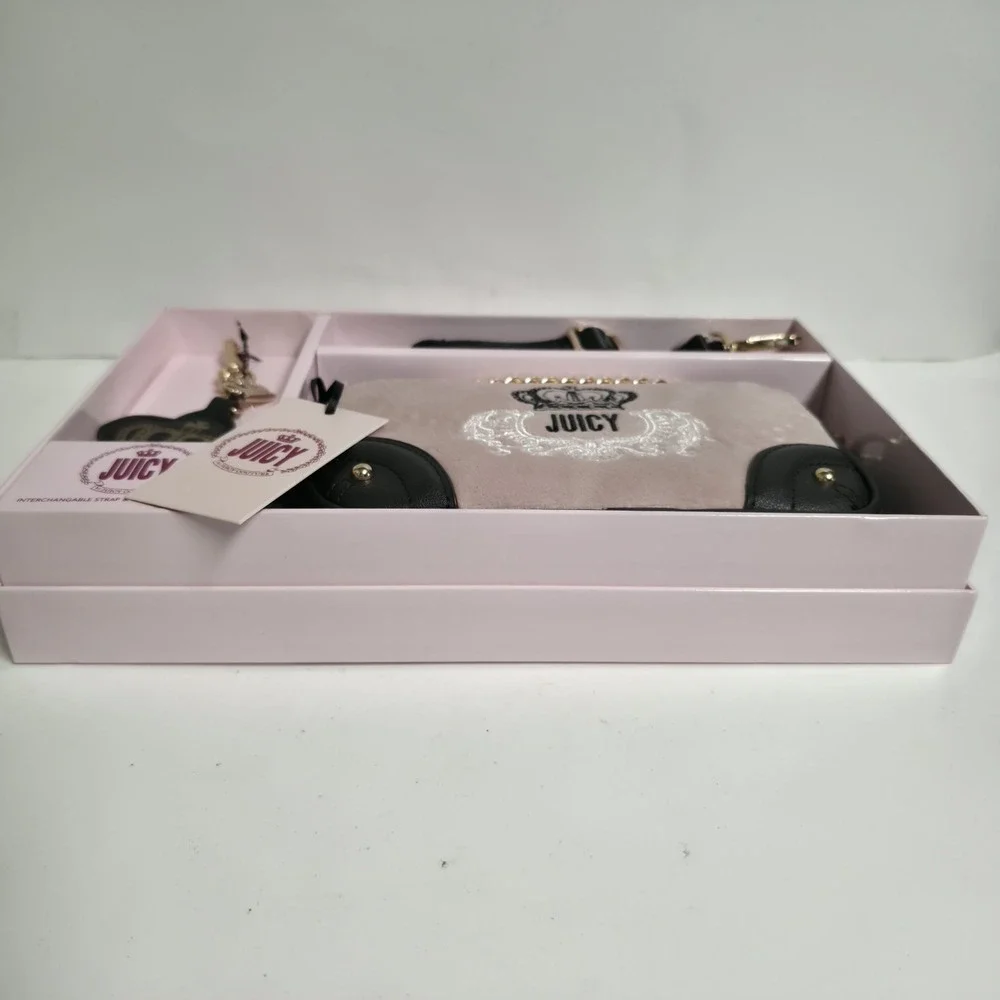 New Juicy Couture Heritage Crossbody W/ Strap & Card Case Black Gift Set Y2K